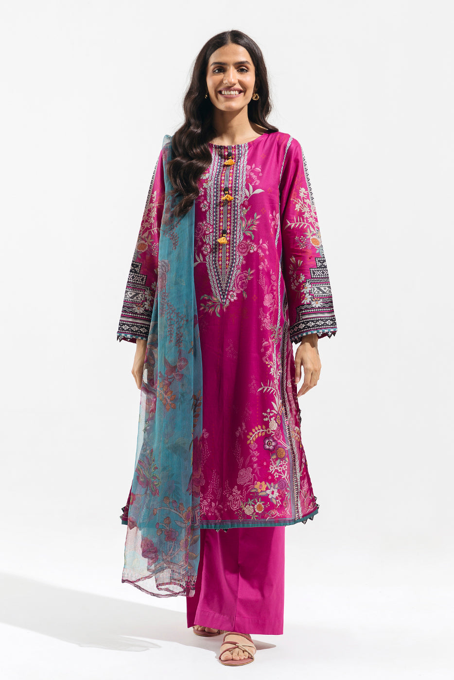 3 PIECE - PRINTED  LAWN SUIT - SECRET GARDEN