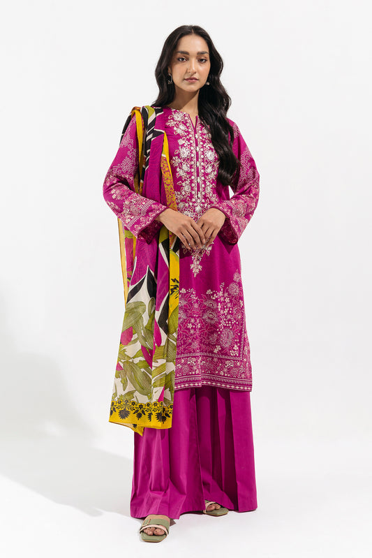 Monochromatic Magenta Embroidered Lawn Suit - Stylish 2-Piece Ensemble"