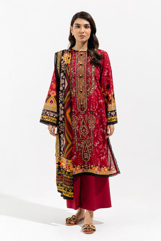 3 PIECE - EMBROIDERED LAWN SUIT - GARNET VERVE