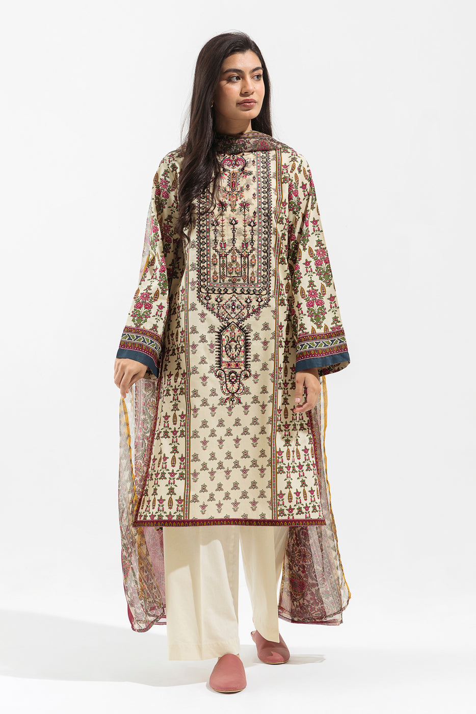 3 PIECE - EMBROIDERED LAWN SUIT - MONROE BRISQUE (UNSTITCHED)