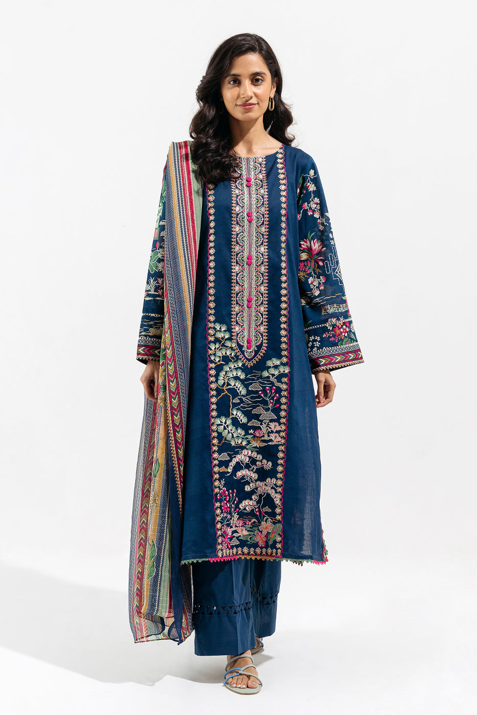 3 PIECE - EMBROIDERED LAWN SUIT - AZURE FIELDS