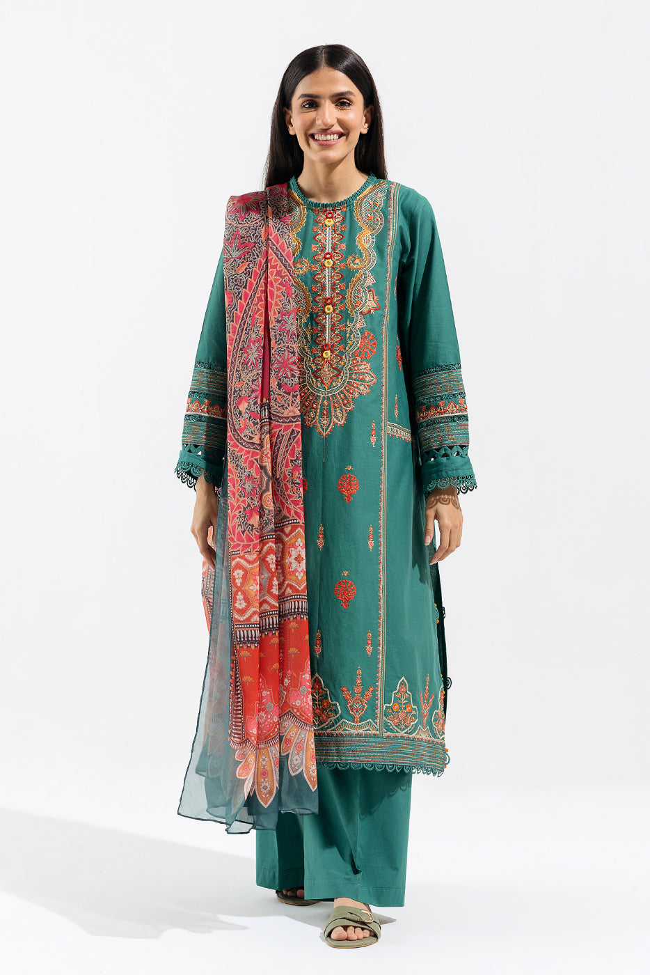 3 PIECE - EMBROIDERED LAWN SUIT - ETHNIC SAPPHIRE