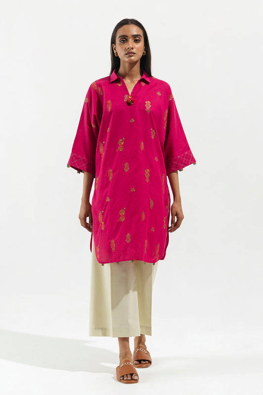 1 PIECE - EMBROIDERD JACQUARD SHIRT - PRIMROSE PINK (UNSTITCHED)