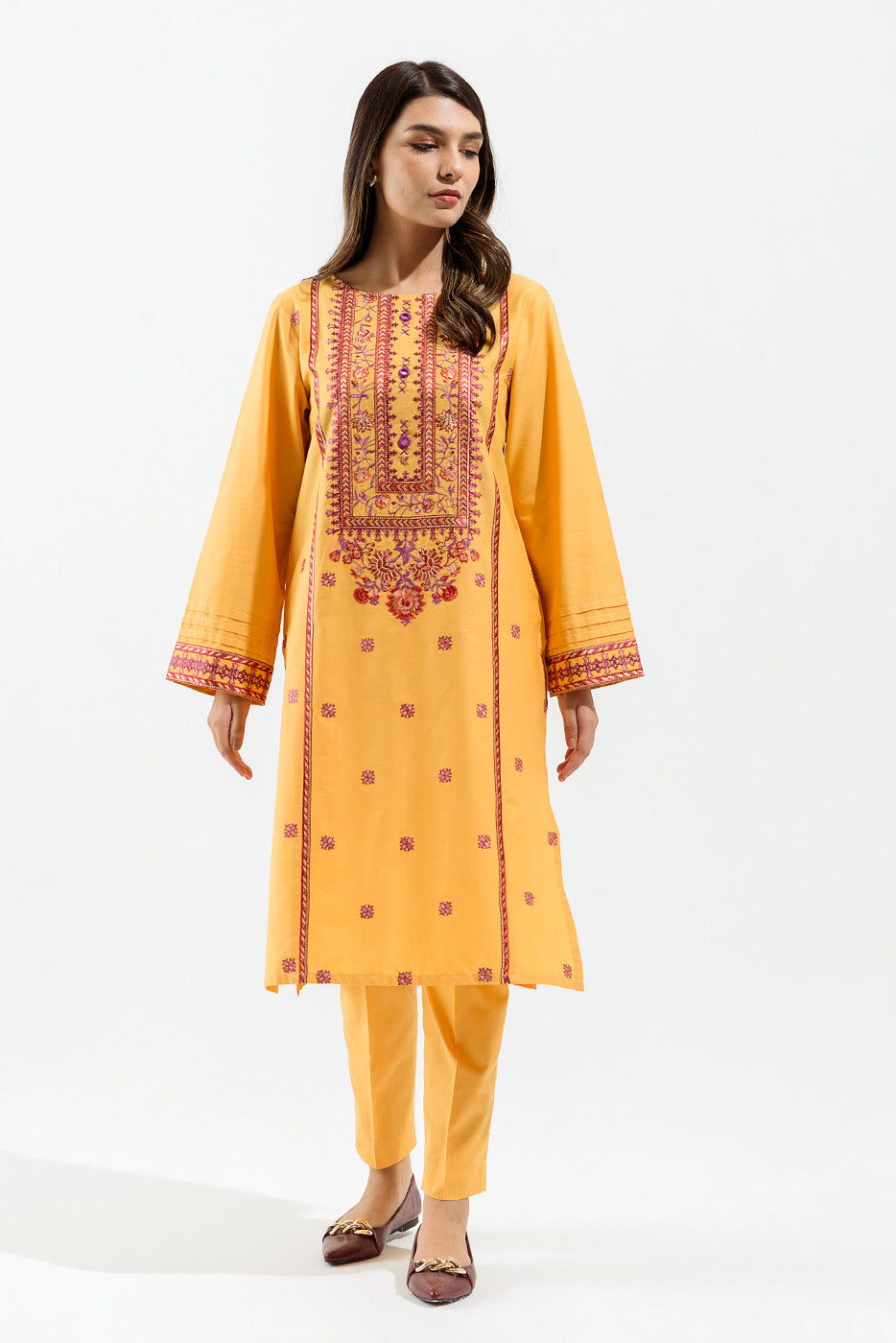 2 PIECE - EMBROIDERED CAMBRIC SUIT - LUXE YELLOW