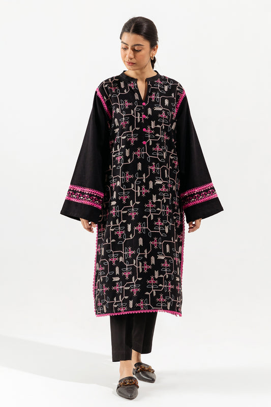 2 PIECE - EMBROIDERED KHADDAR SUIT - GYPSY BLACK