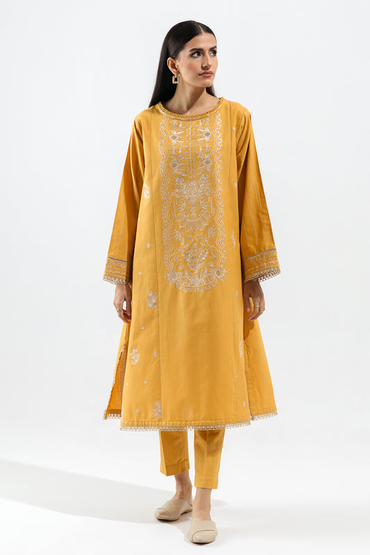2 PIECE - EMBROIDERED KHADDAR SUIT - MYTHIC MUSTARD