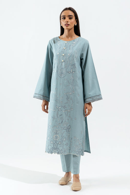 2 PIECE - EMBROIDERED KHADDAR SUIT - MISTY BREEZE