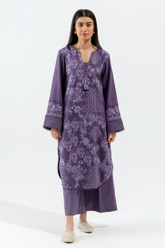 2 PIECE - EMBROIDERED KHADDAR SUIT - MAUVE GLOW