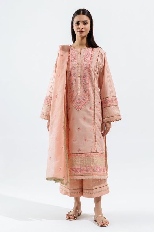 3 PIECE - EMBROIDERED LAWN SUIT - PETAL PINK
