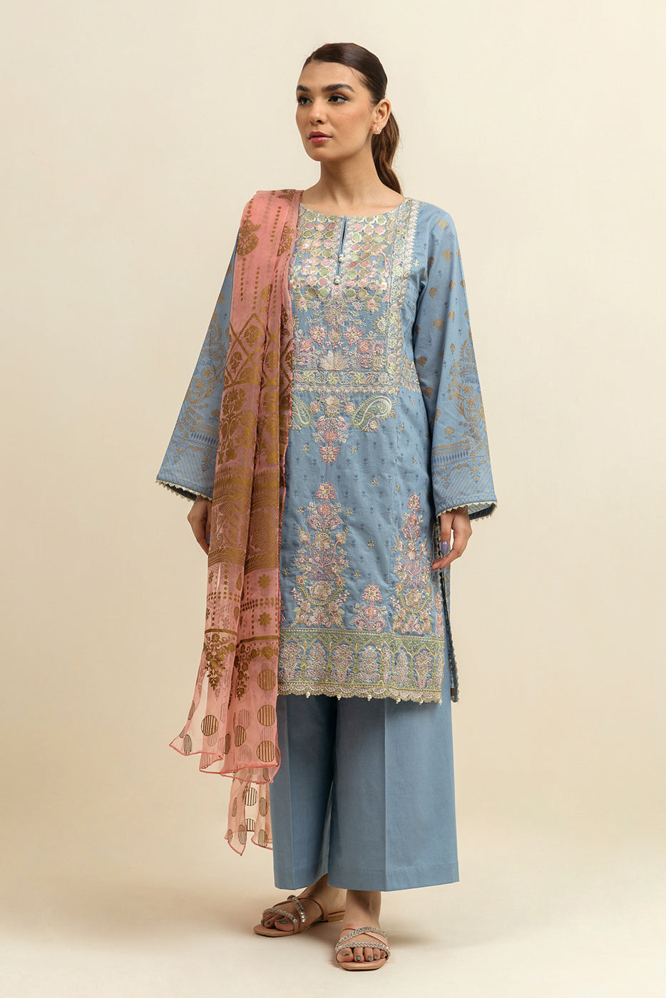 3 PIECE - EMBROIDERD LAWN SUIT - CAROLINA GRACE