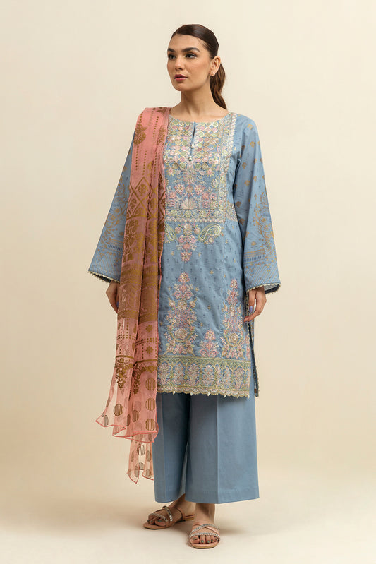 3 PIECE - EMBROIDERD LAWN SUIT - CAROLINA GRACE