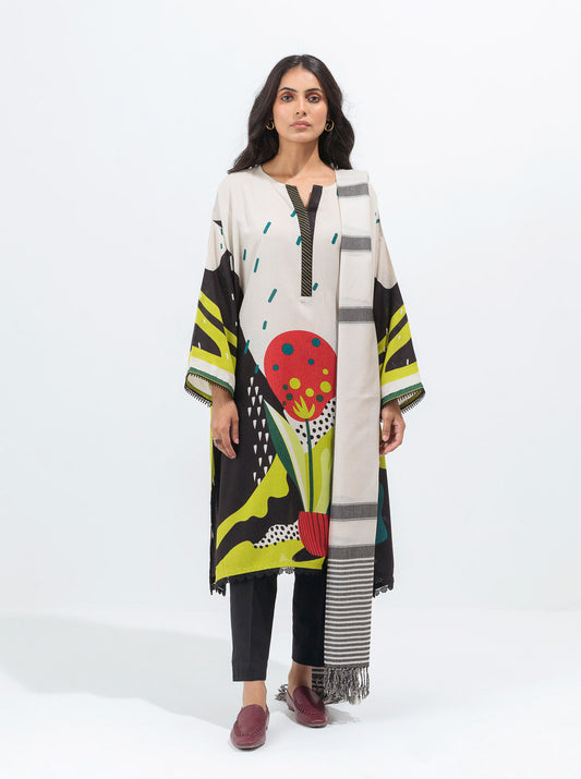 ABSTRACT TROPICAL-PRINTED WITH SHAWL-3P