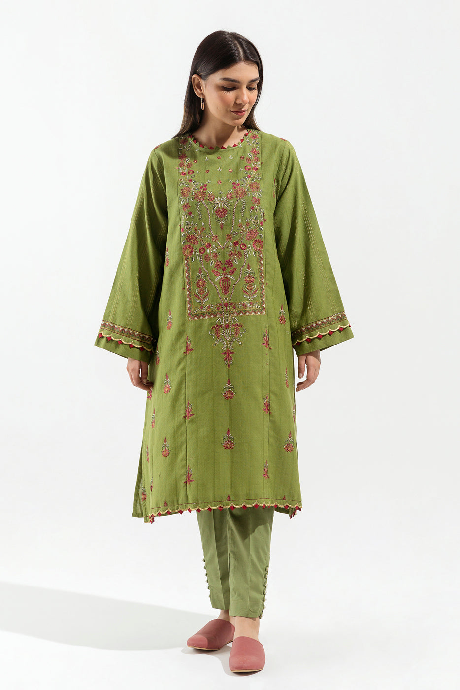 2 PIECE - EMBROIDERED  JACQUARD SUIT - MEADOW FLORAL