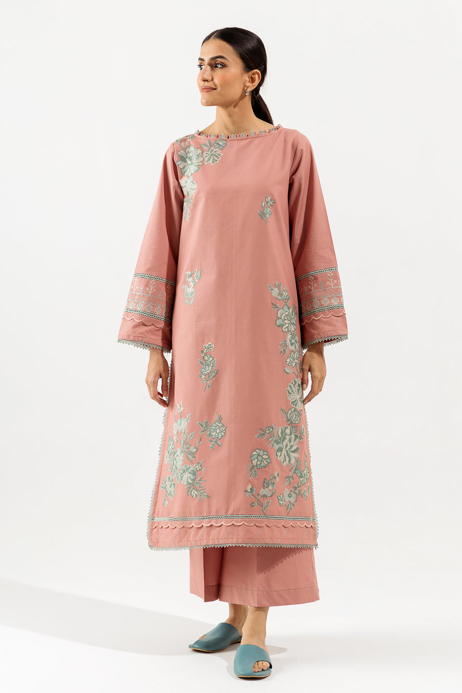 2 PIECE - EMBROIDERED KHADDAR SUIT - BLUSH BEAUTY