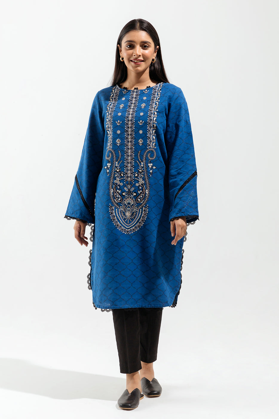 1 PIECE - EMBROIDERED JACQUARD SHIRT - AZURE TWILL