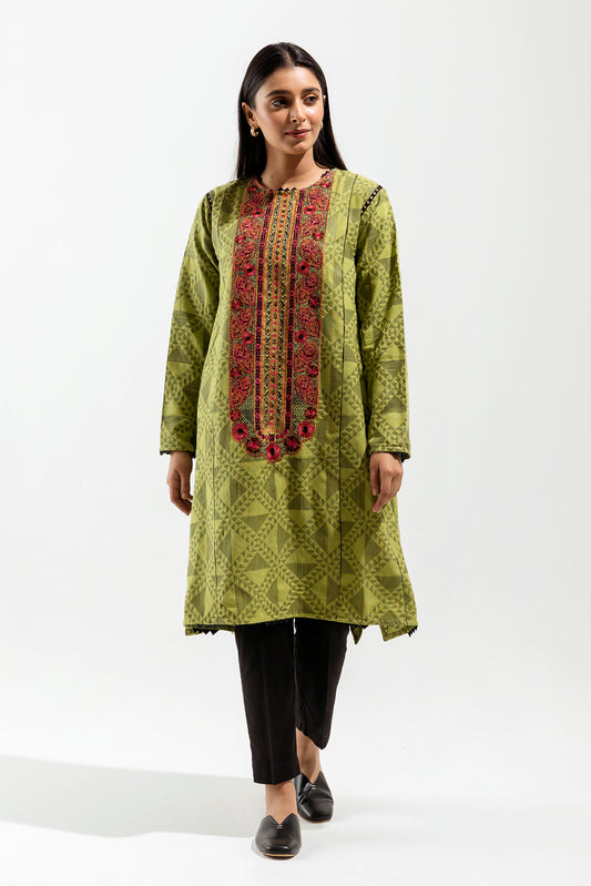 1 PIECE - EMBROIDERED JACQUARD SHIRT - CHARTREUSE ZEST