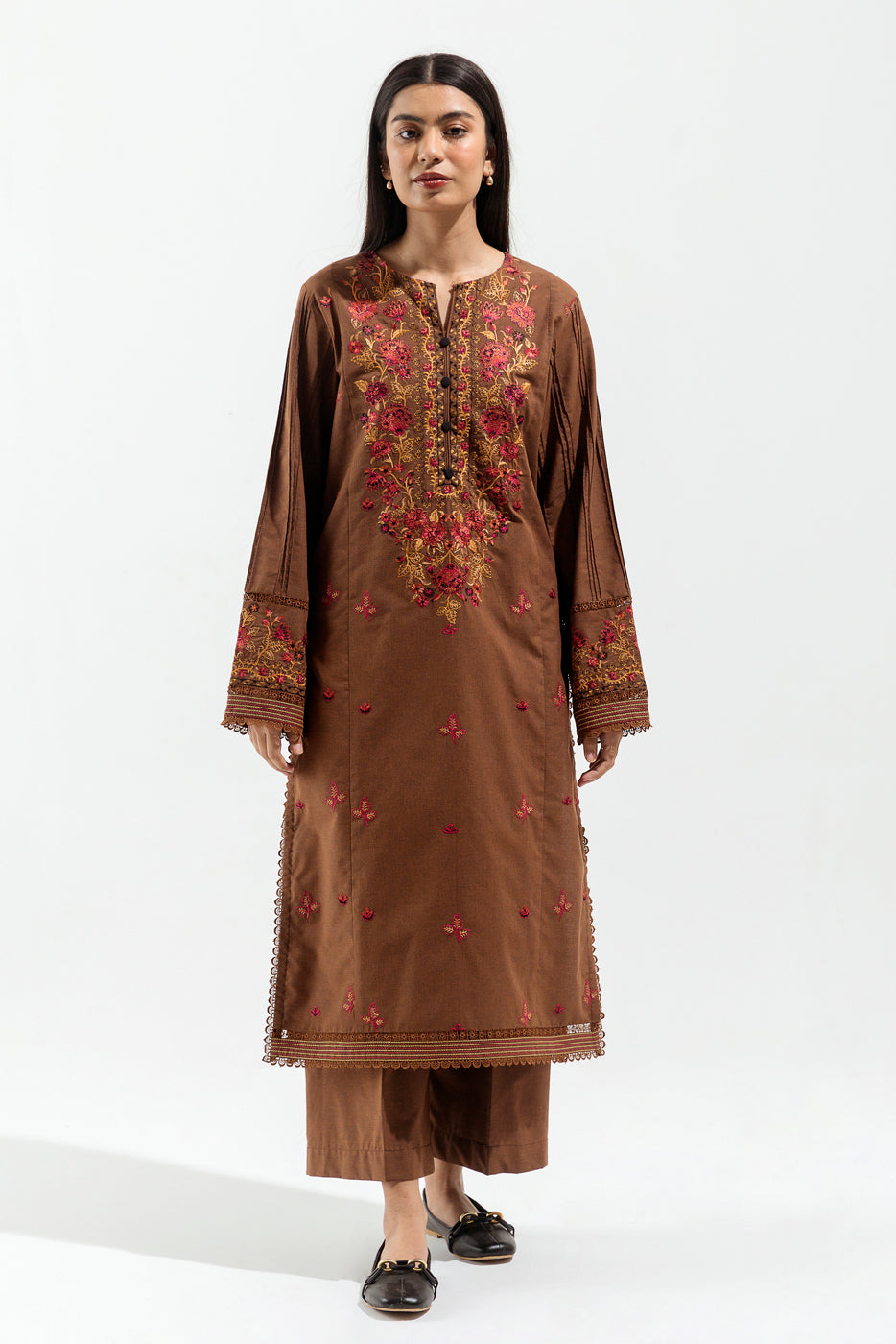 2 PIECE - EMBROIDERED  CHAMBERY SUIT - ELEGANT ENTHIC