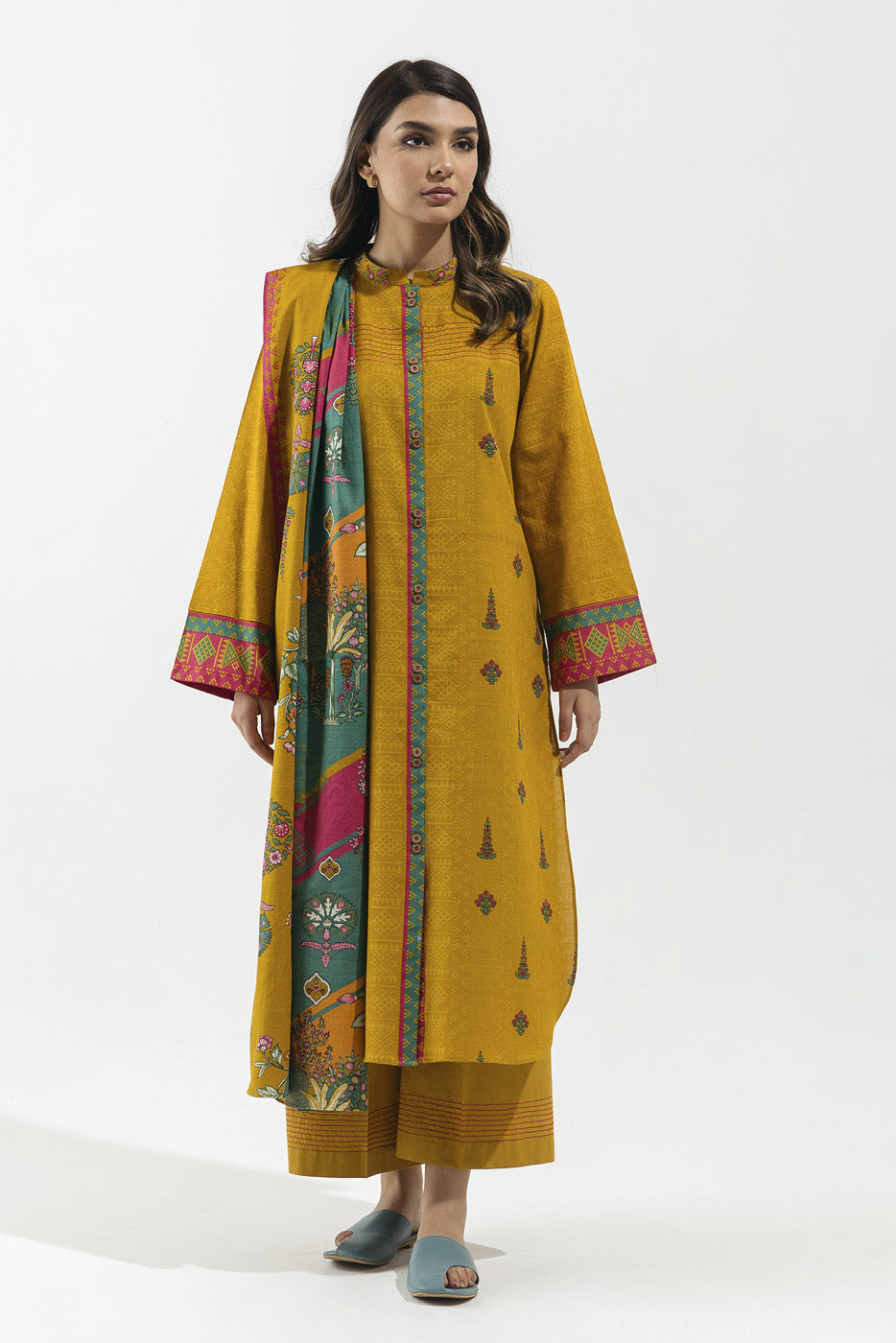 3 PIECE - PRINTED KHADDAR SUIT - VIVID SUMMER