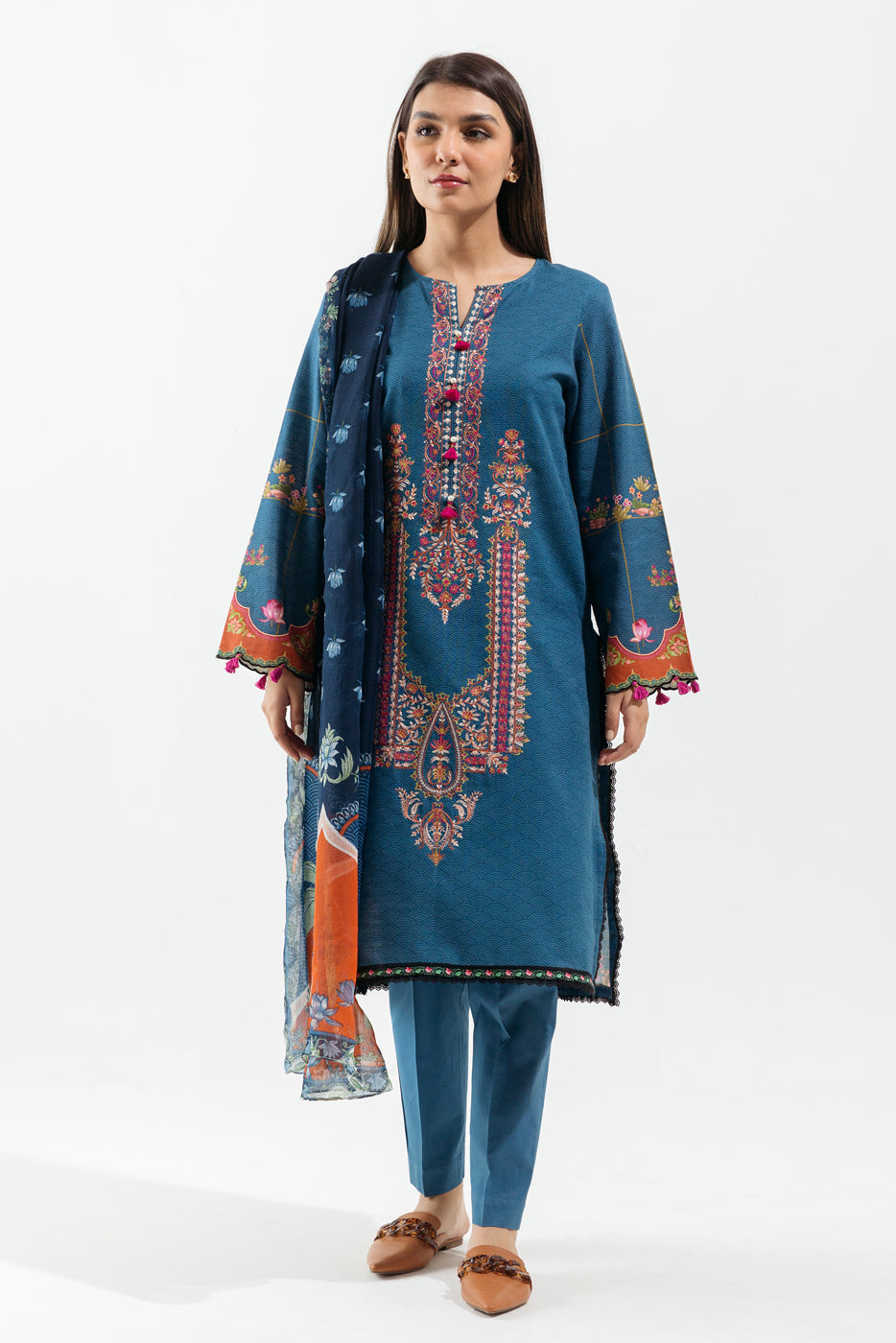 3 PIECE - PRINTED KHADDAR SUIT - VIVID FROST