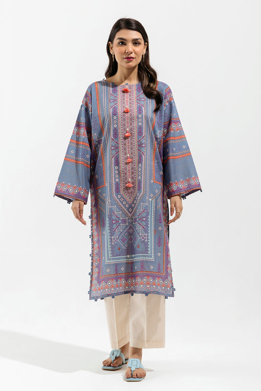 1 PIECE - PRINTED  LAWN SHIRT - PRUSSIAN ULTRAMARINE