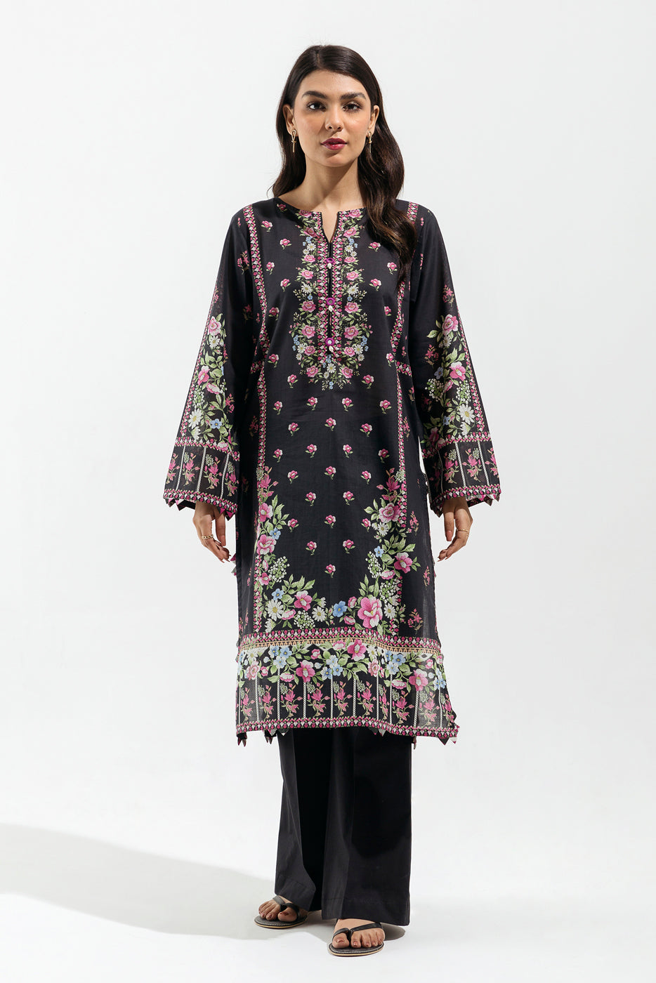 1 PIECE - PRINTED  LAWN SHIRT - TREAURE ORCHID