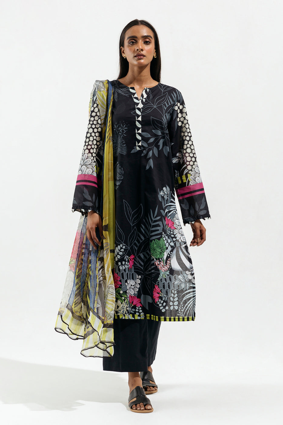 3 PIECE - PRINTED LAWN SUIT - TROPICAL BREEZE