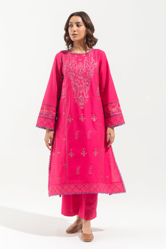 2 PIECE - EMBROIDERED  KHADDAR SUIT - PINK PAISLEY