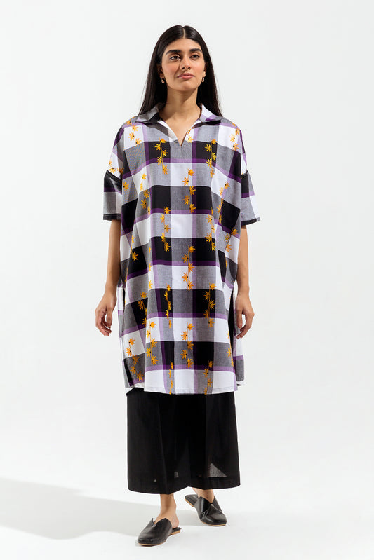 1 PIECE - EMBROIDERED  FLANNEL SHIRT - FLORA GRID