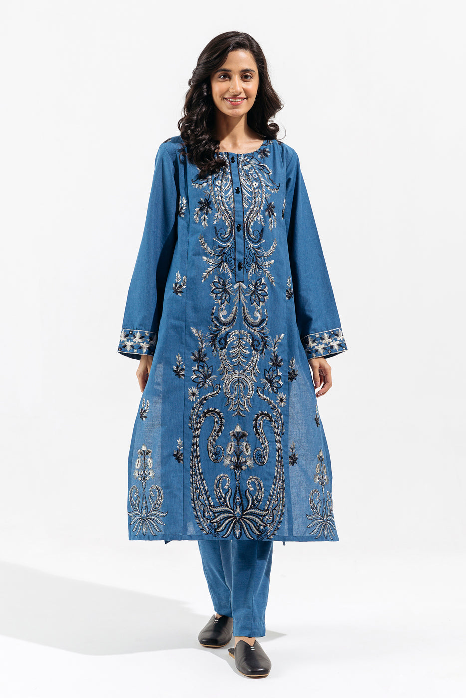 2 PIECE - EMBROIDERED KHADDAR SUIT - MORROCAN BLUE