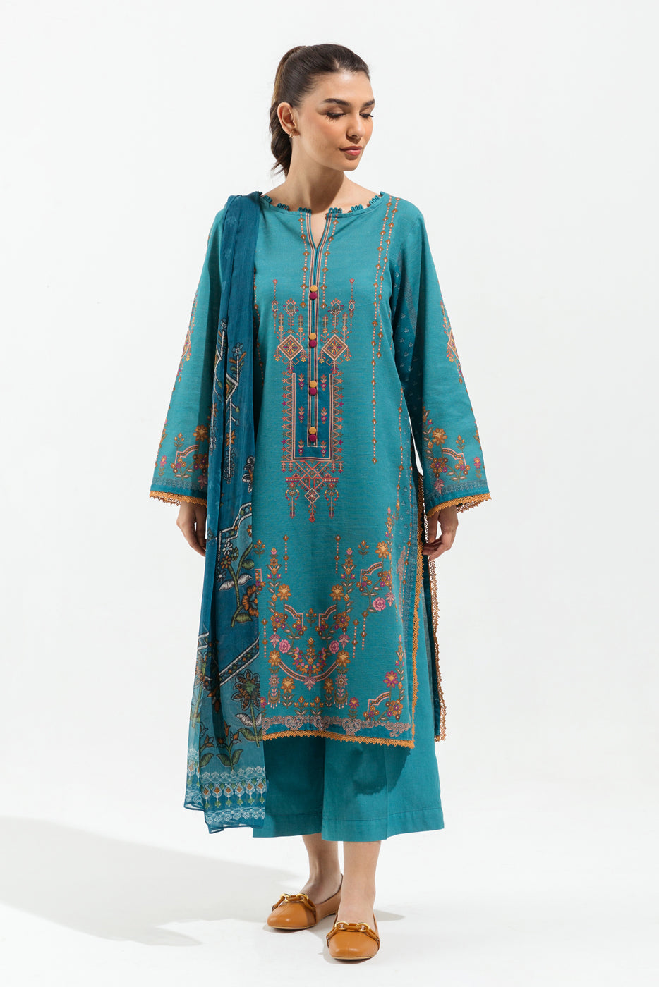 3 PIECE - PRINTED KHADDAR SUIT - ARCTIC HUE