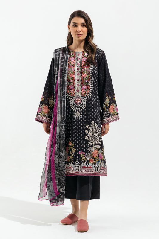 3 PIECE - EMBROIDERED KHADDAR SUIT - ROUGE HAZE (UNSTITCHED)