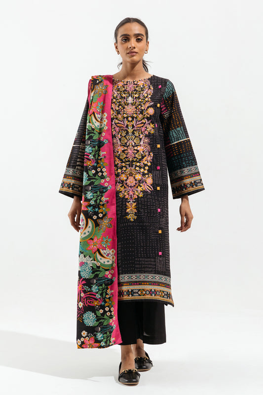 3 PIECE - EMBROIDERED KHADDAR SUIT - ONYX HEAVEN