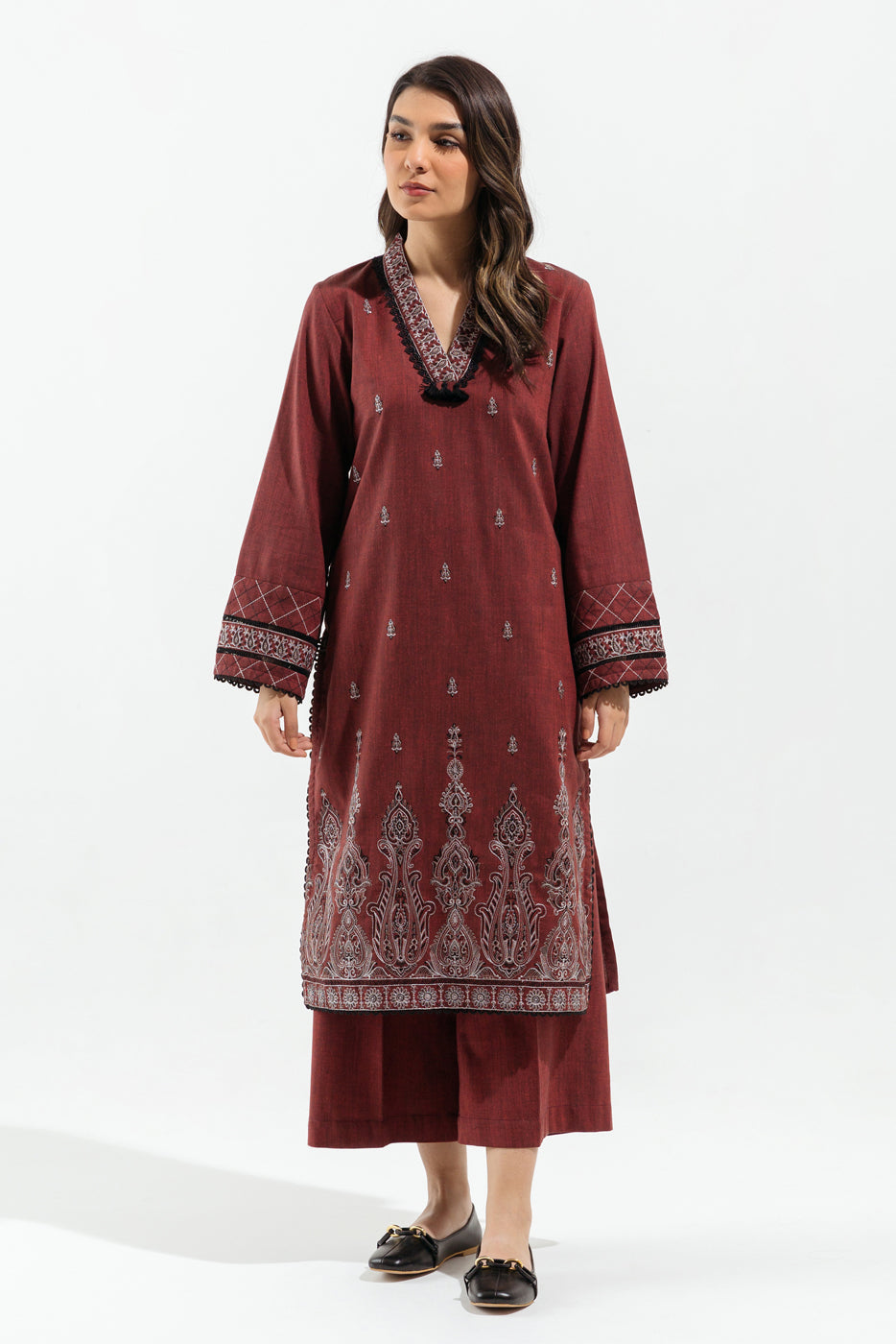 2 PIECE - EMBROIDERED KHADDAR SUIT - BERRY DREAM (UNSTITCHED)