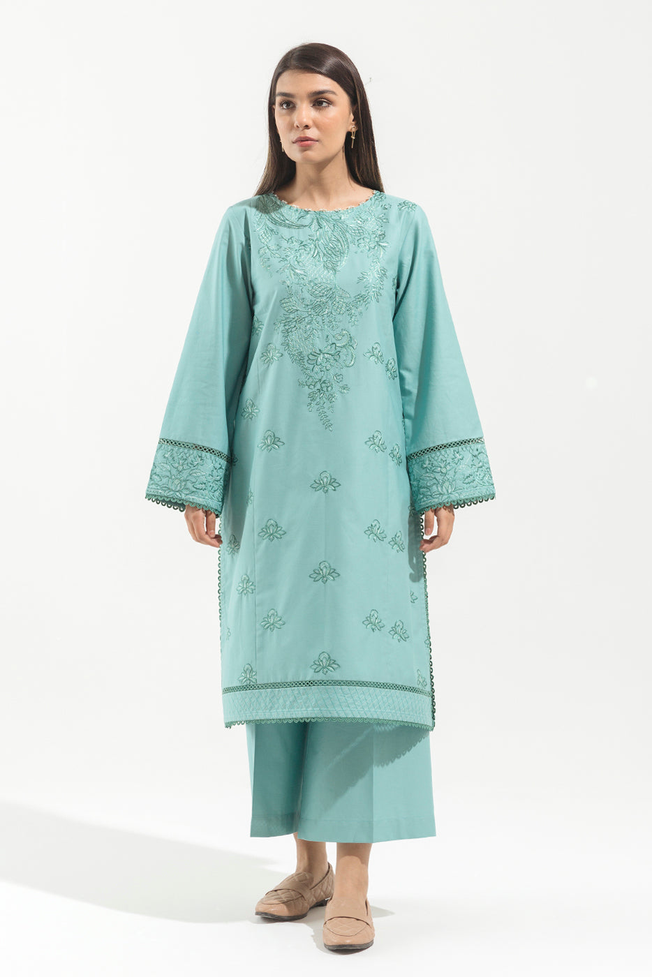 2 PIECE - EMBROIDERED  KHADDAR SUIT - TIFFANY HUE