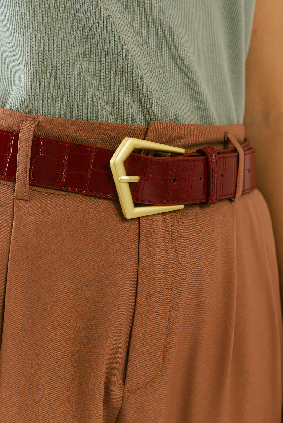 Textured Faux Leather Belt - BEECHTREE