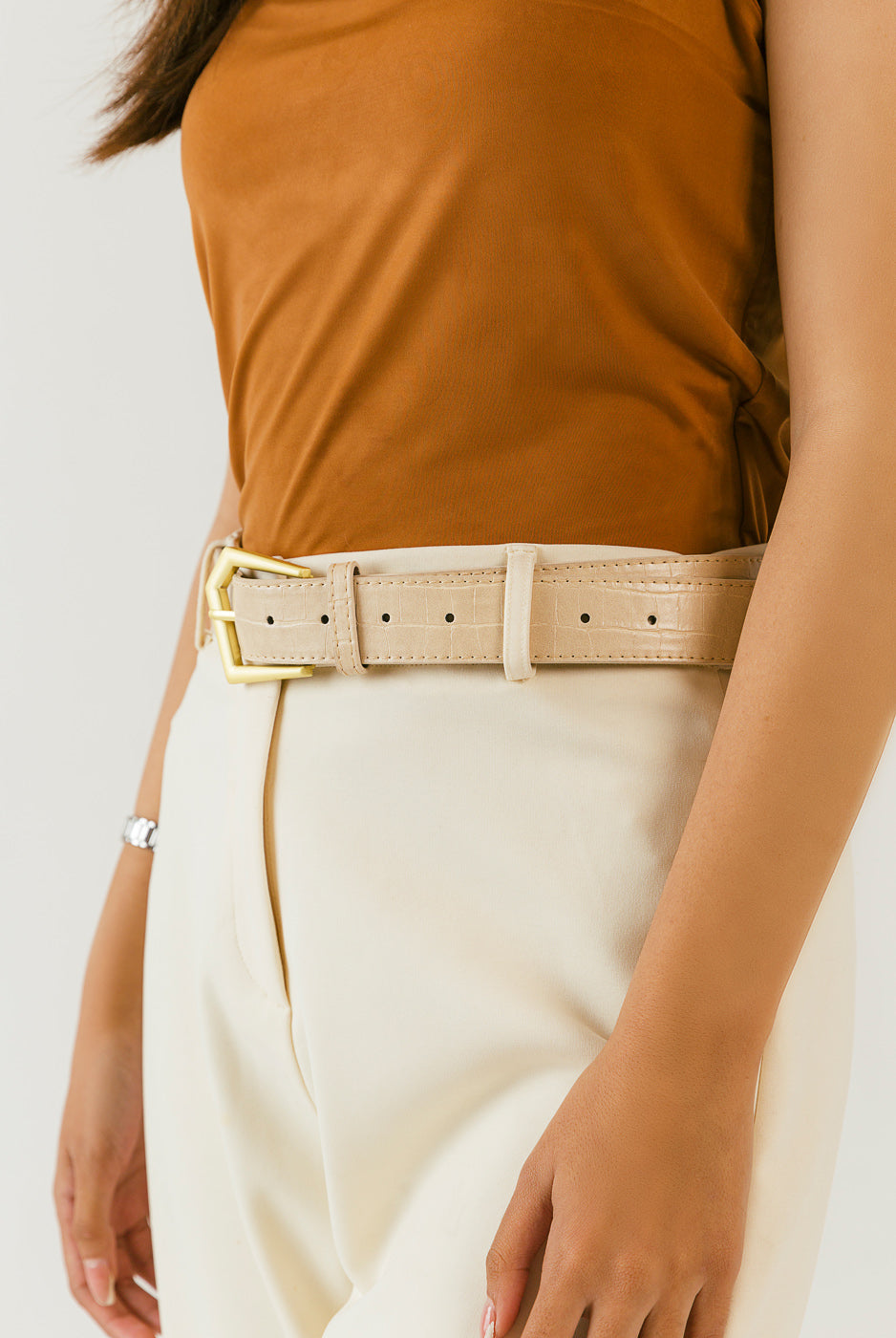 Textured Faux Leather Belt - BEECHTREE
