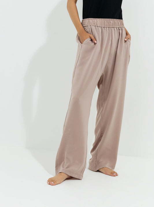 Beige Wide Leg Pants