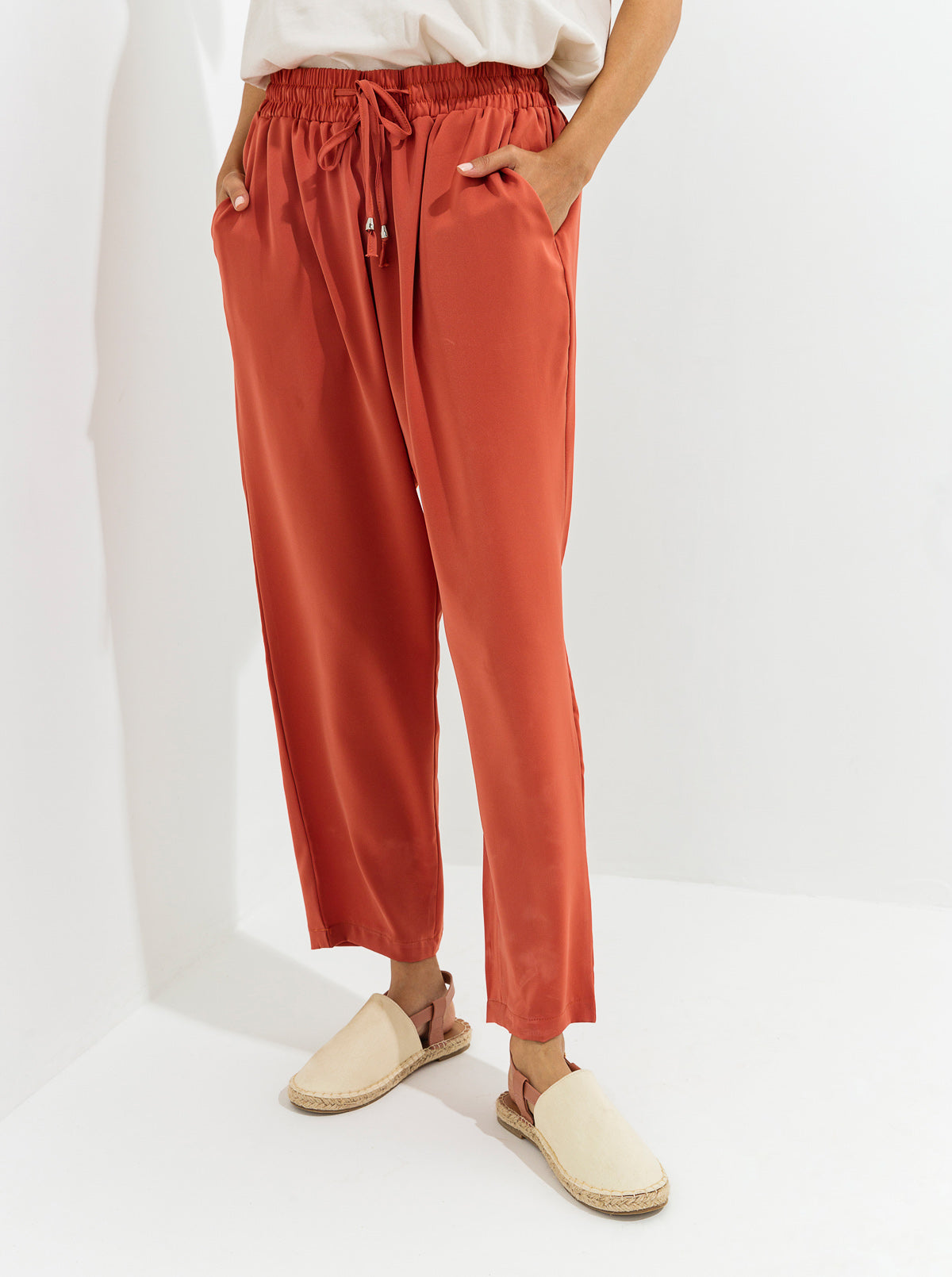 CORAL ELASTICATED WAIST PANTS