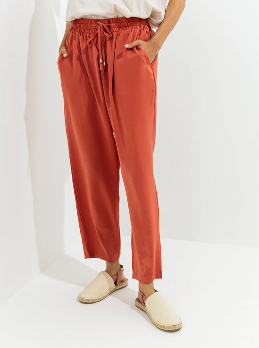 CORAL ELASTICATED WAIST PANTS