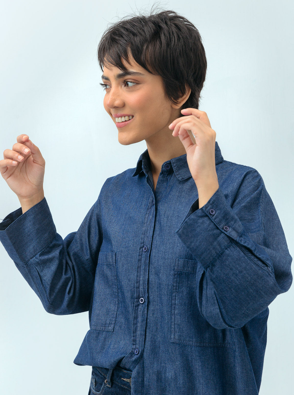 DENIM COLLARED SHIRT