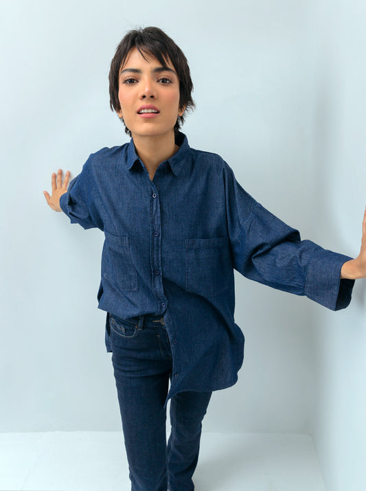 DENIM COLLARED SHIRT