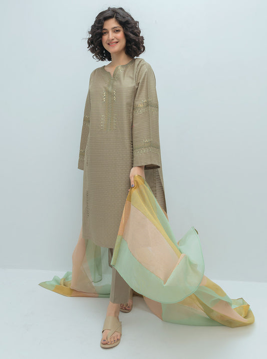 EMBROIDERED SHIRT WITH DUPATTA AND PANT