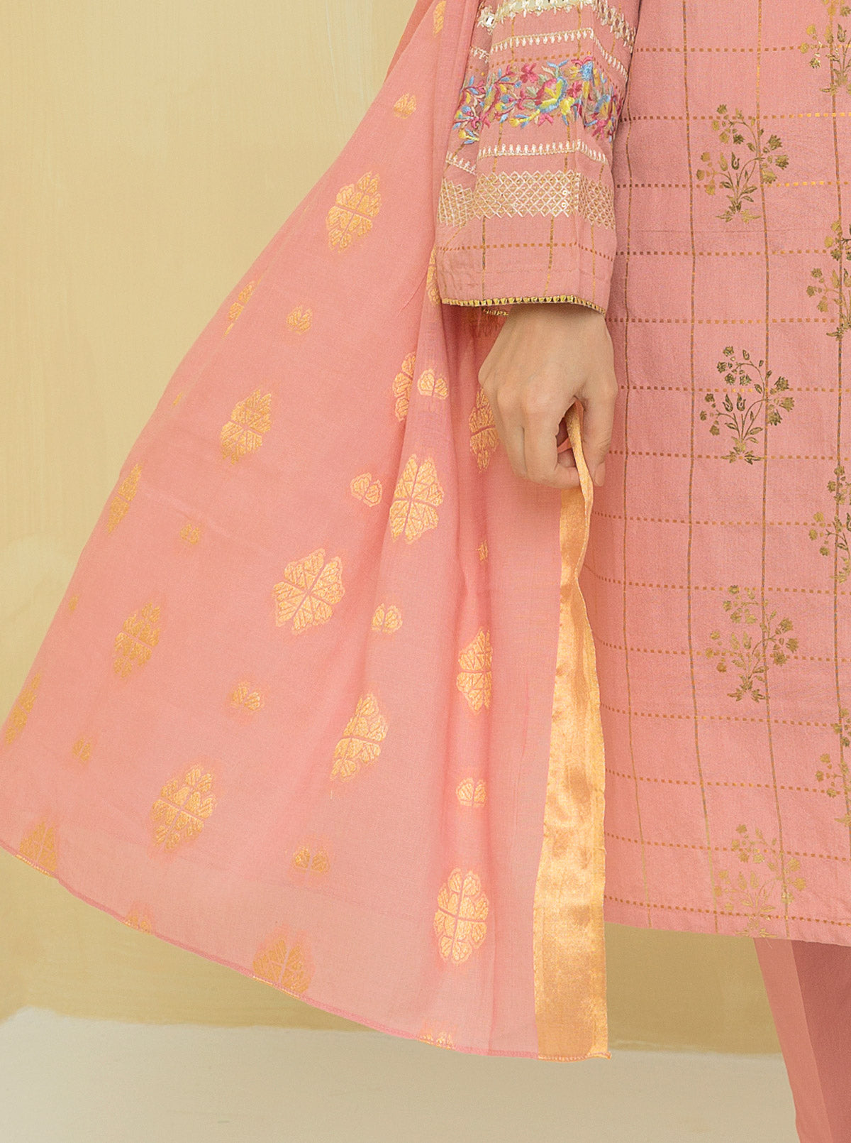 Embroidered Shirt With Dupatta