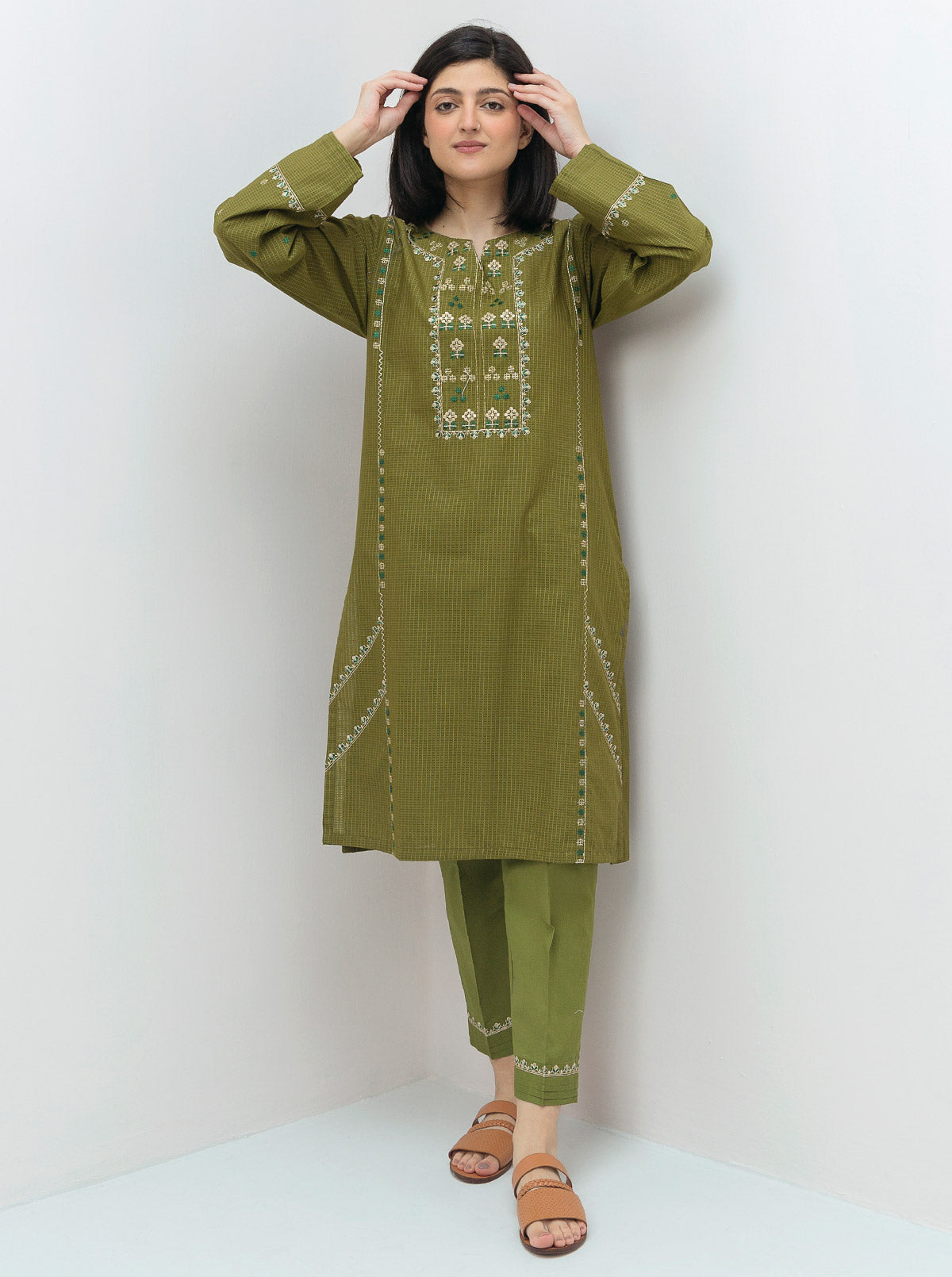 2 PIECE EMBROIDERED TEXTURED SUIT (LUXURY PRET)