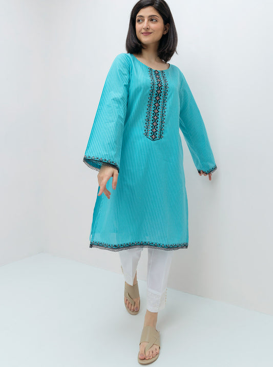 EMBROIDERED YARN DYED COTTON SHIRT (PRET)