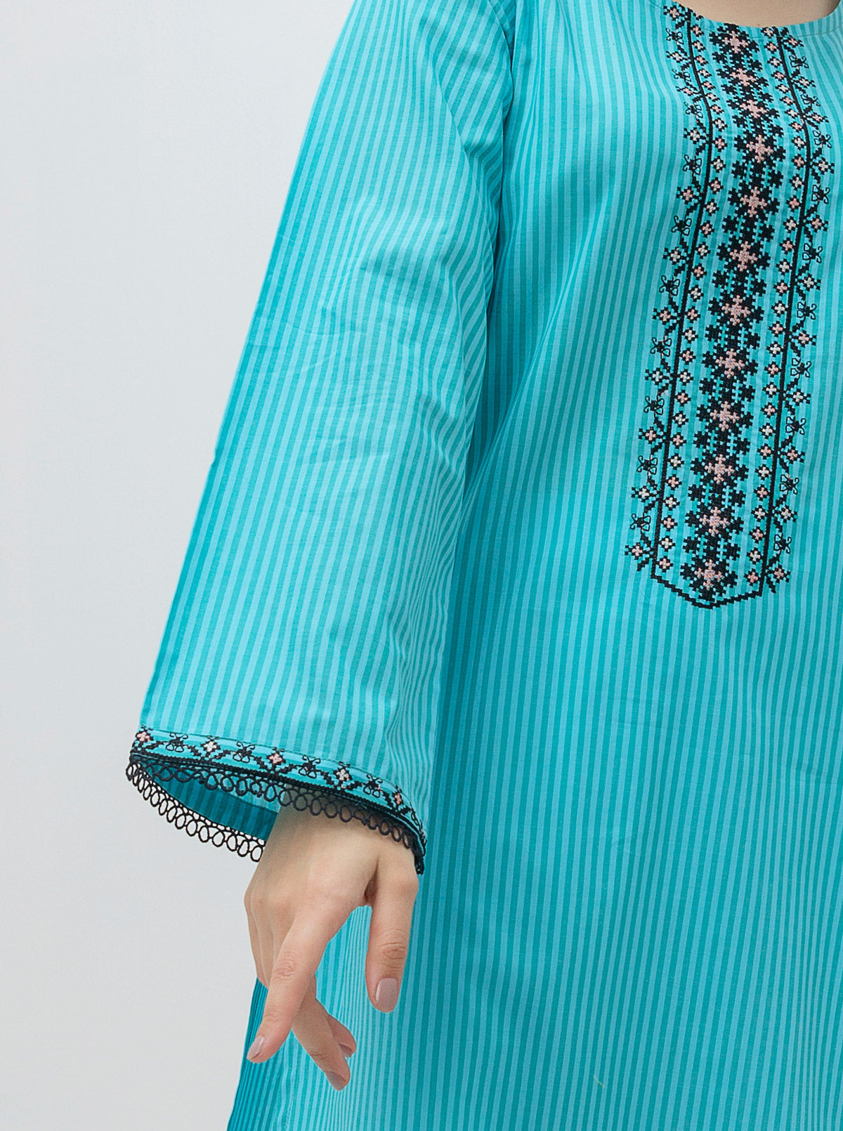 EMBROIDERED YARN DYED COTTON SHIRT (PRET)