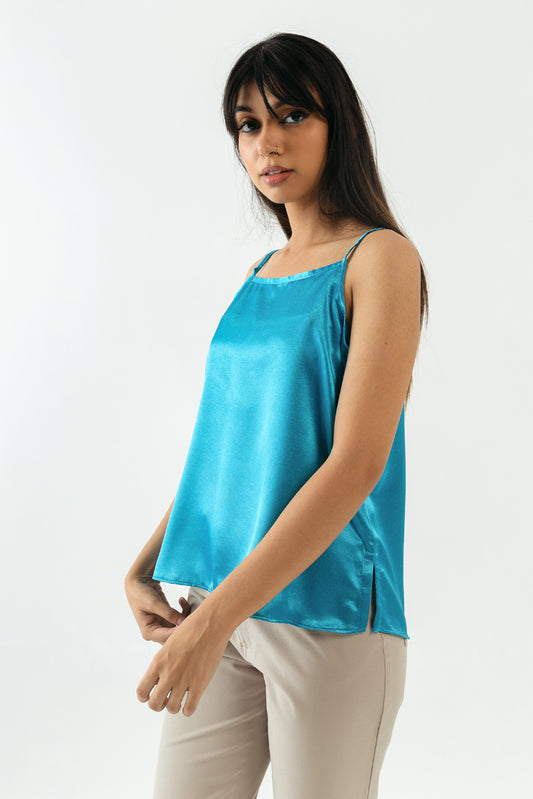 Neon Blue Silk Cami