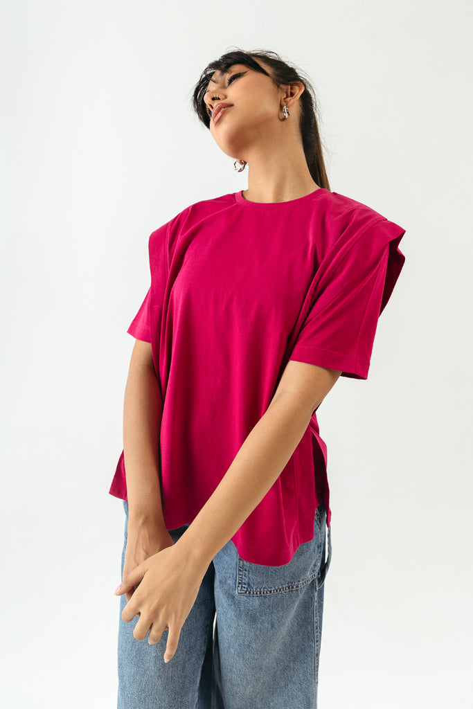 Hot Pink Half Sleeved T-Shirt