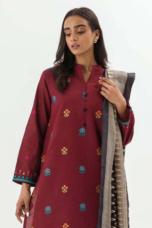 Embroidered Shirt With Dupatta