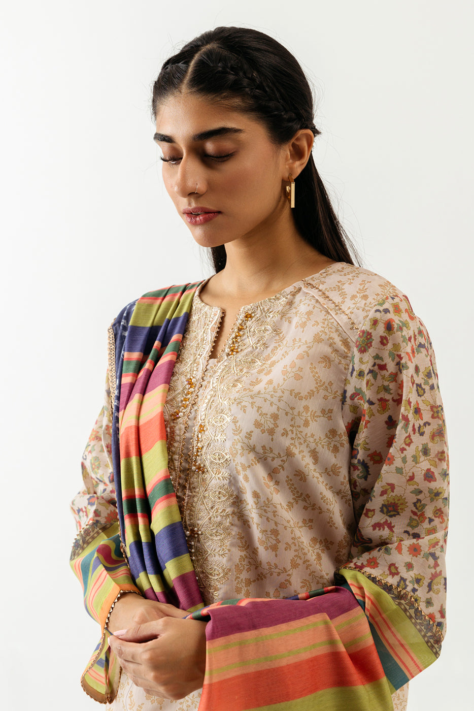 Embroidered Shirt With Dupatta